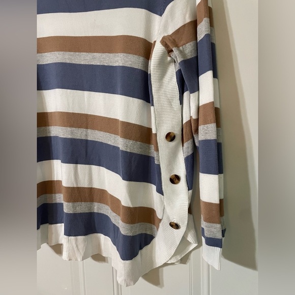 Lety & Me Striped Lightweight Sweater Size 2X Nautical Neutrals Rayon Blend - Picture 3 of 7